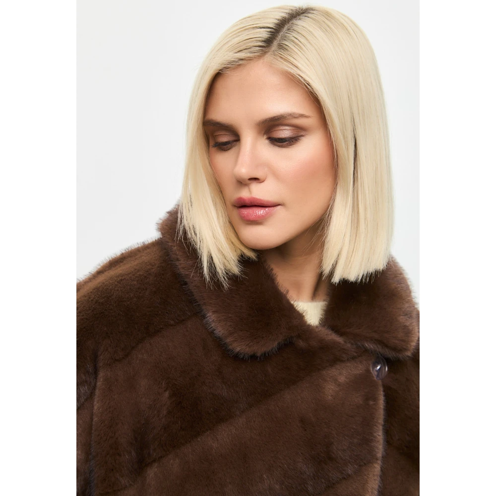 Cesare Gaspari Oversized Faux Fur Coat Bruin Brown Dames