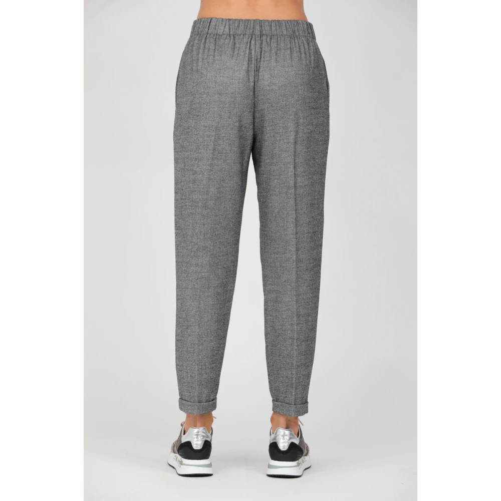 Rosso35 Flanellen Elastische Taillebroek Gray Dames