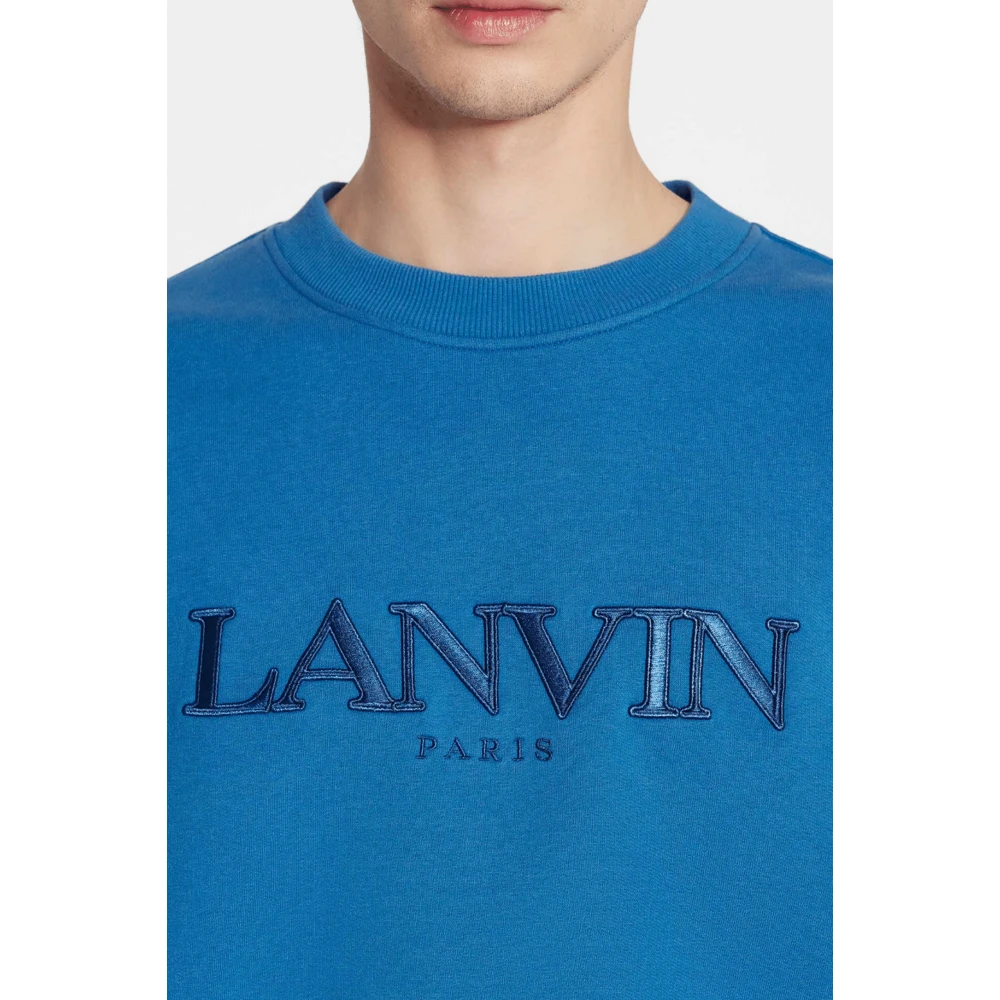 Lanvin Blauwe Katoenen Sweatshirt Oversize Neptune Blue Heren