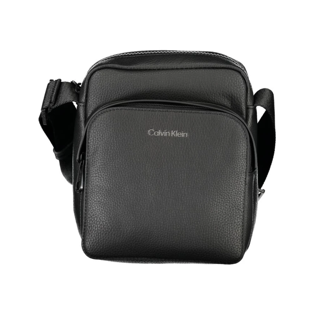 Calvin Klein Elegante zwarte schoudertas met contrasterende accenten Black Heren