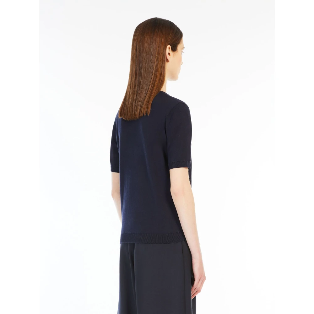 Max Mara Weekend Zijde en katoen gebreide top Blue Dames