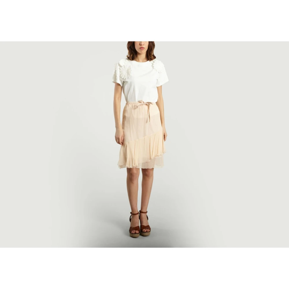 See by Chloé Zijden Ruffle Rok Beige Dames
