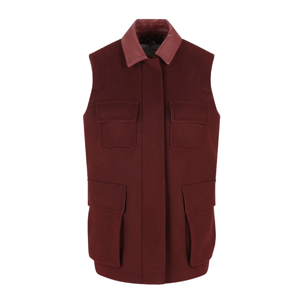 Max Mara Women's Red Wool, Alpaca And Cashmere Long Gilet