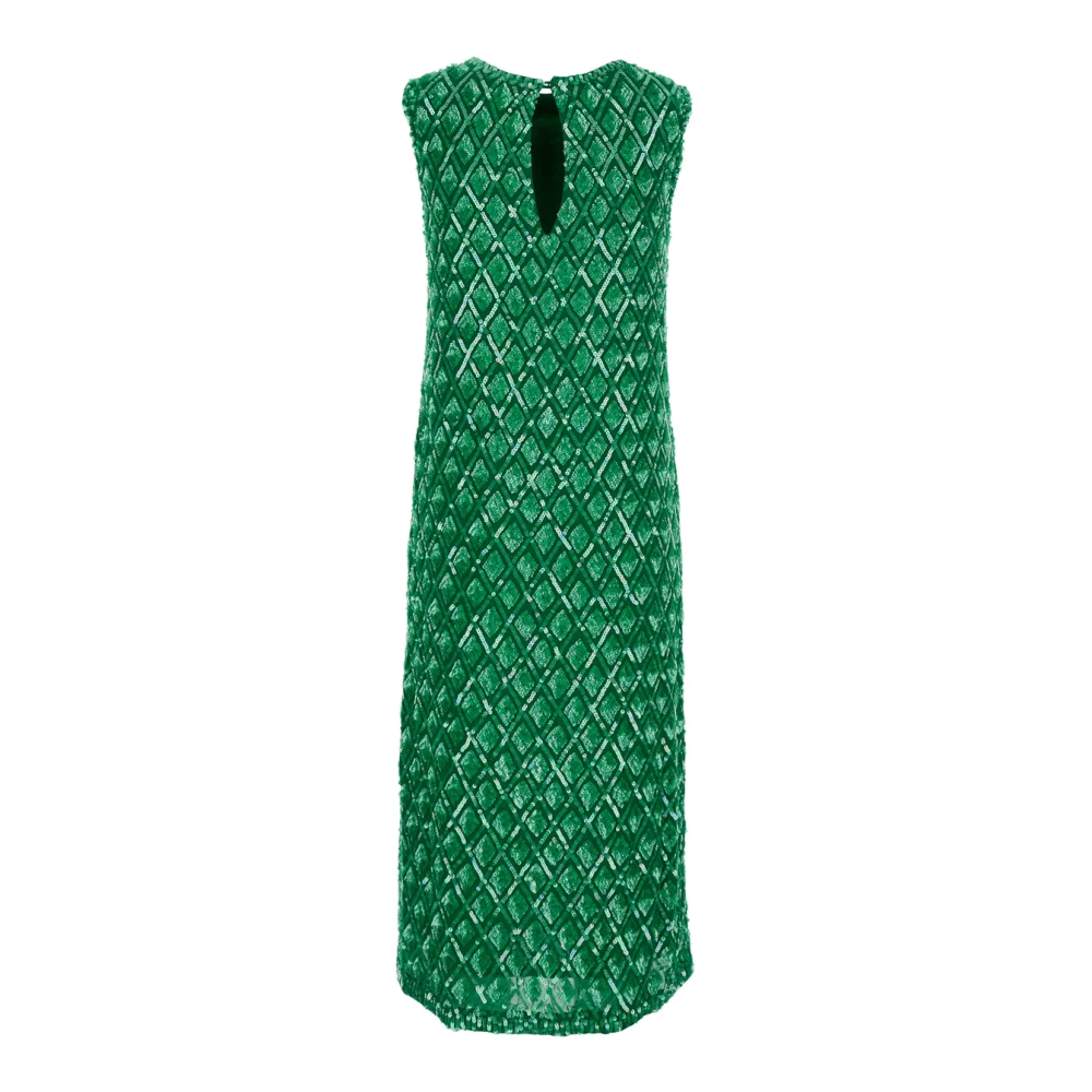 P.a.r.o.s.h. Groene Pailletten Geometrische Lange Jurk Green Dames