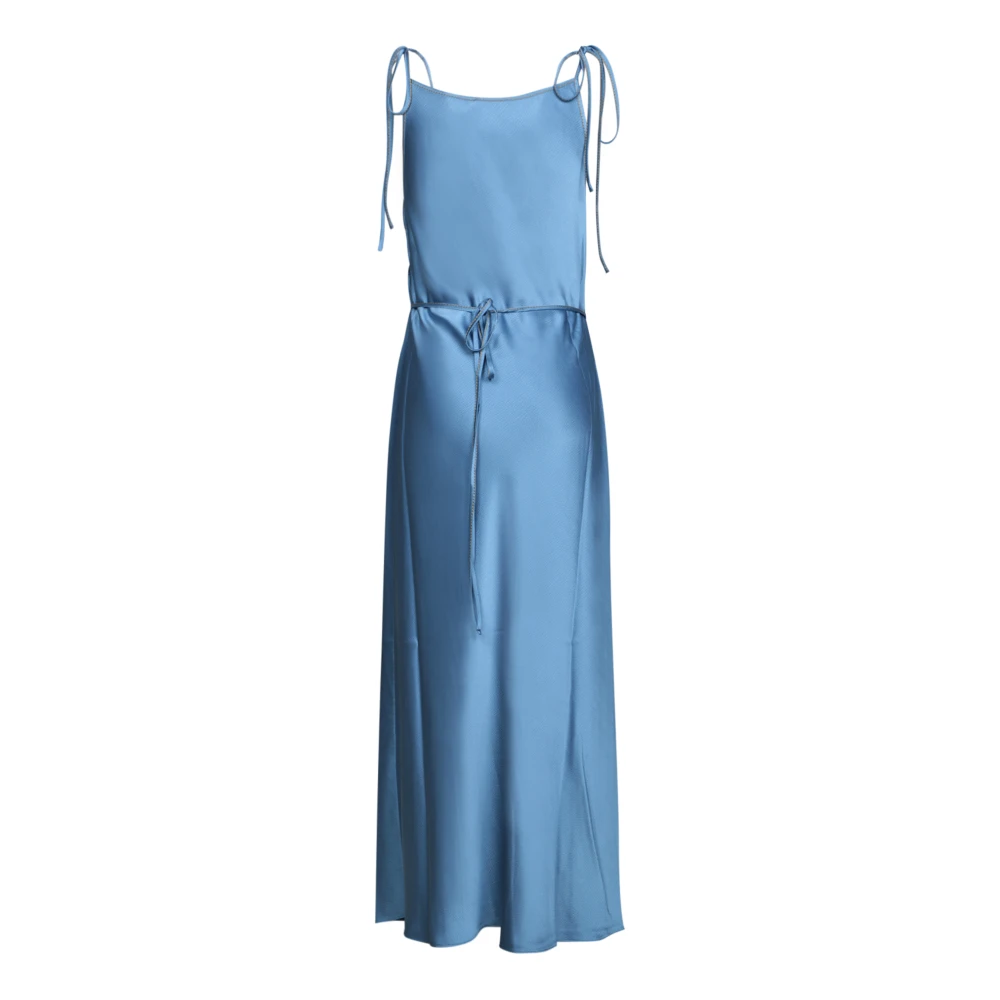Acne Studios Blauwe Satijnen Asymmetrische Jurk Blue Dames