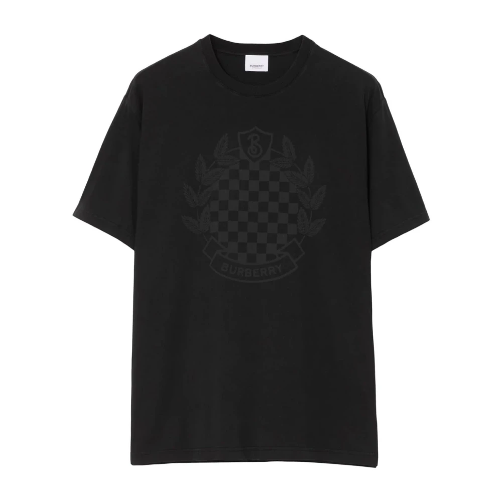 Burberry Zwart Katoenen T-Shirt met Logodetail Black Heren