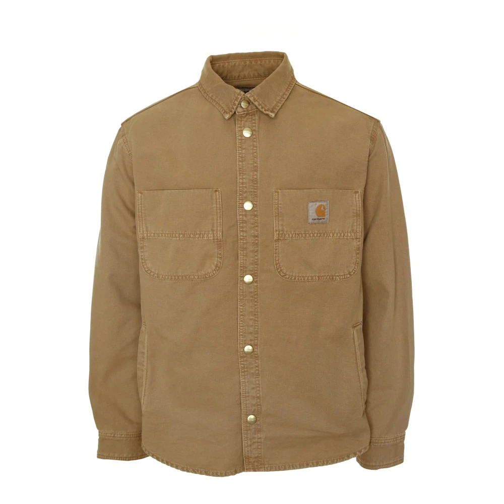 Carhartt WIP Canvas overshirt met drukknoopsluiting Brown Heren