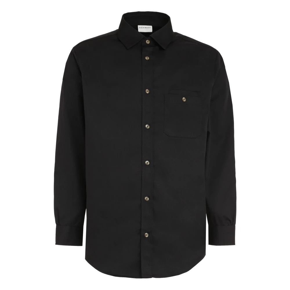 Drole de Monsieur Twill Shirt met Ronde Zoom Black Heren