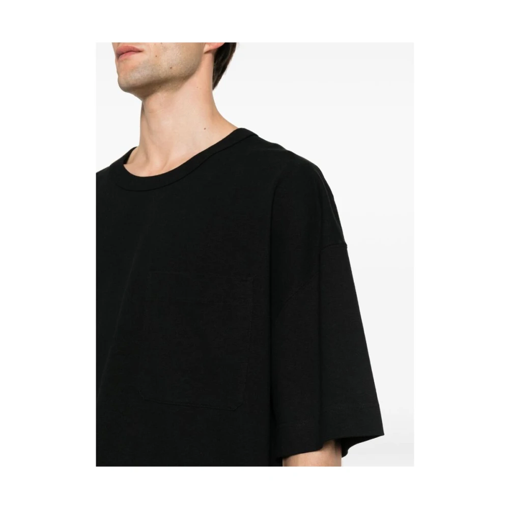 Lemaire Zwart Jersey Textuur T-shirt Black Heren