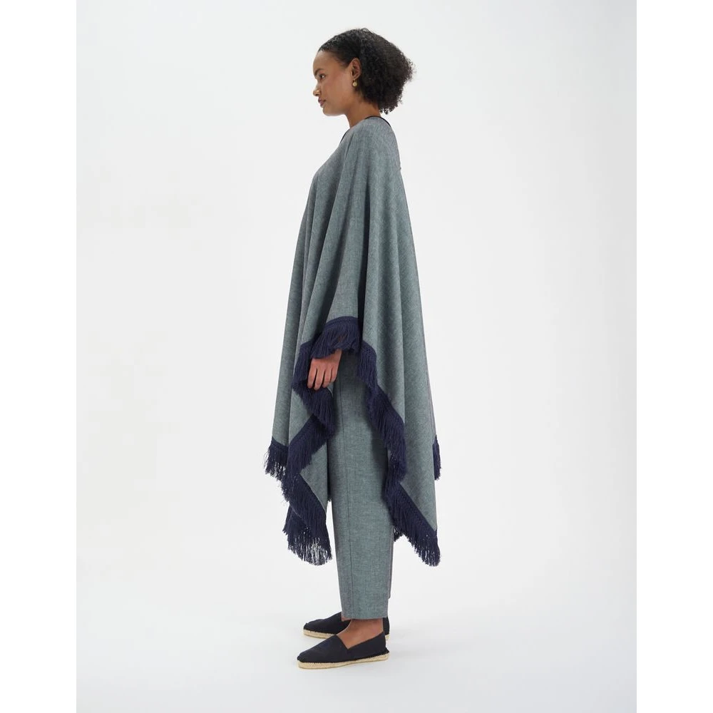 Ines De La Fressange Paris Gonzalo Poncho in linnen Black Dames