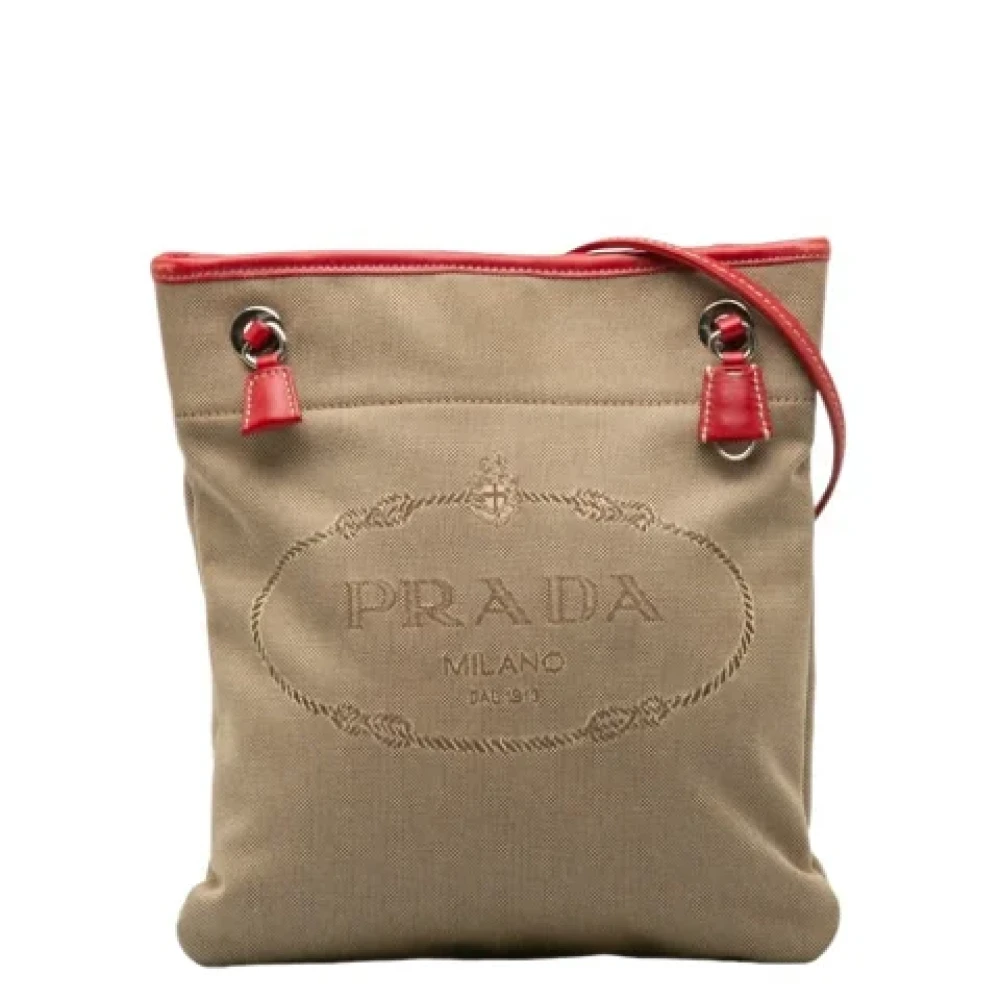 Prada Vintage Pre-owned Canvas prada-bags Beige Dames