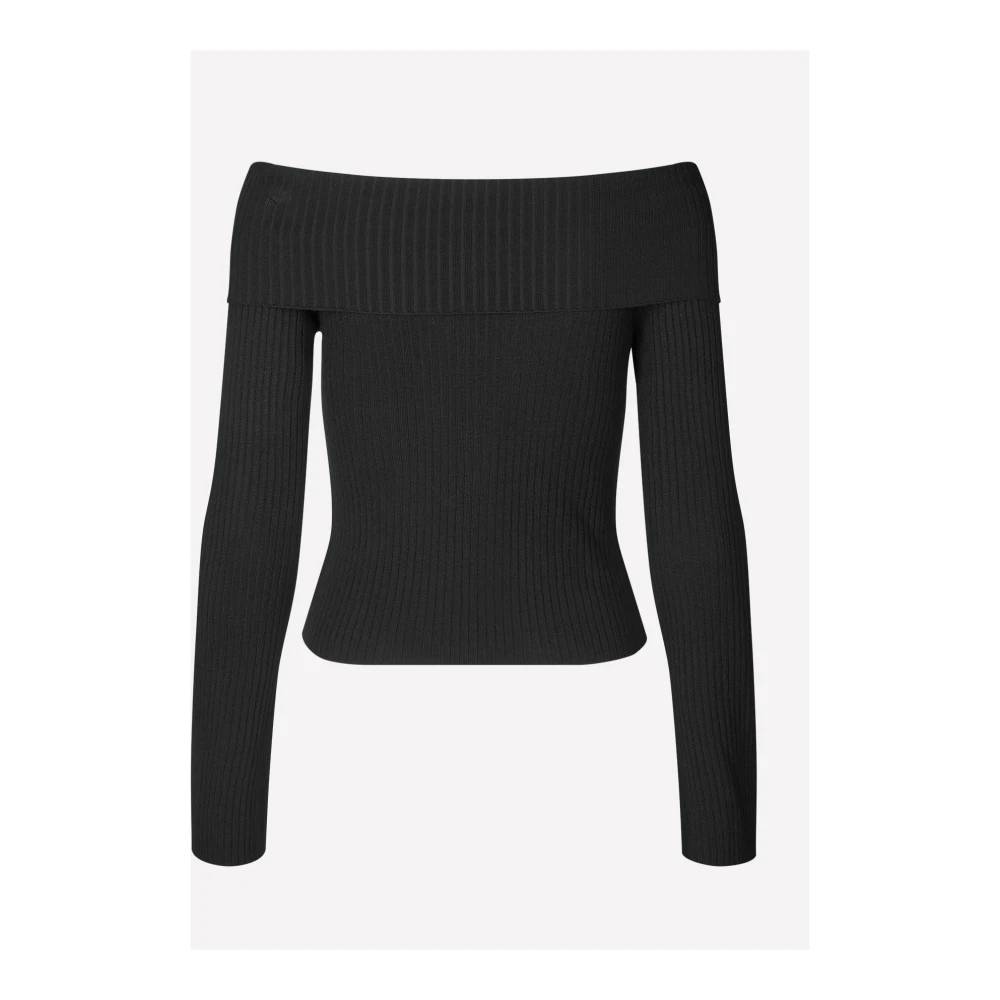 Envii Off-Shoulders Gebreide Top Zwart Black Dames