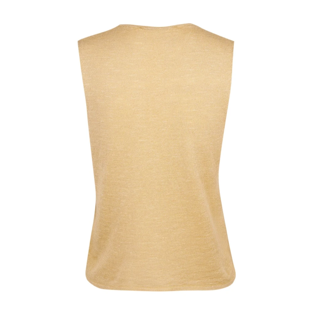 Cortana Premium Linnen Zijde Gebreid Vest Beige Dames