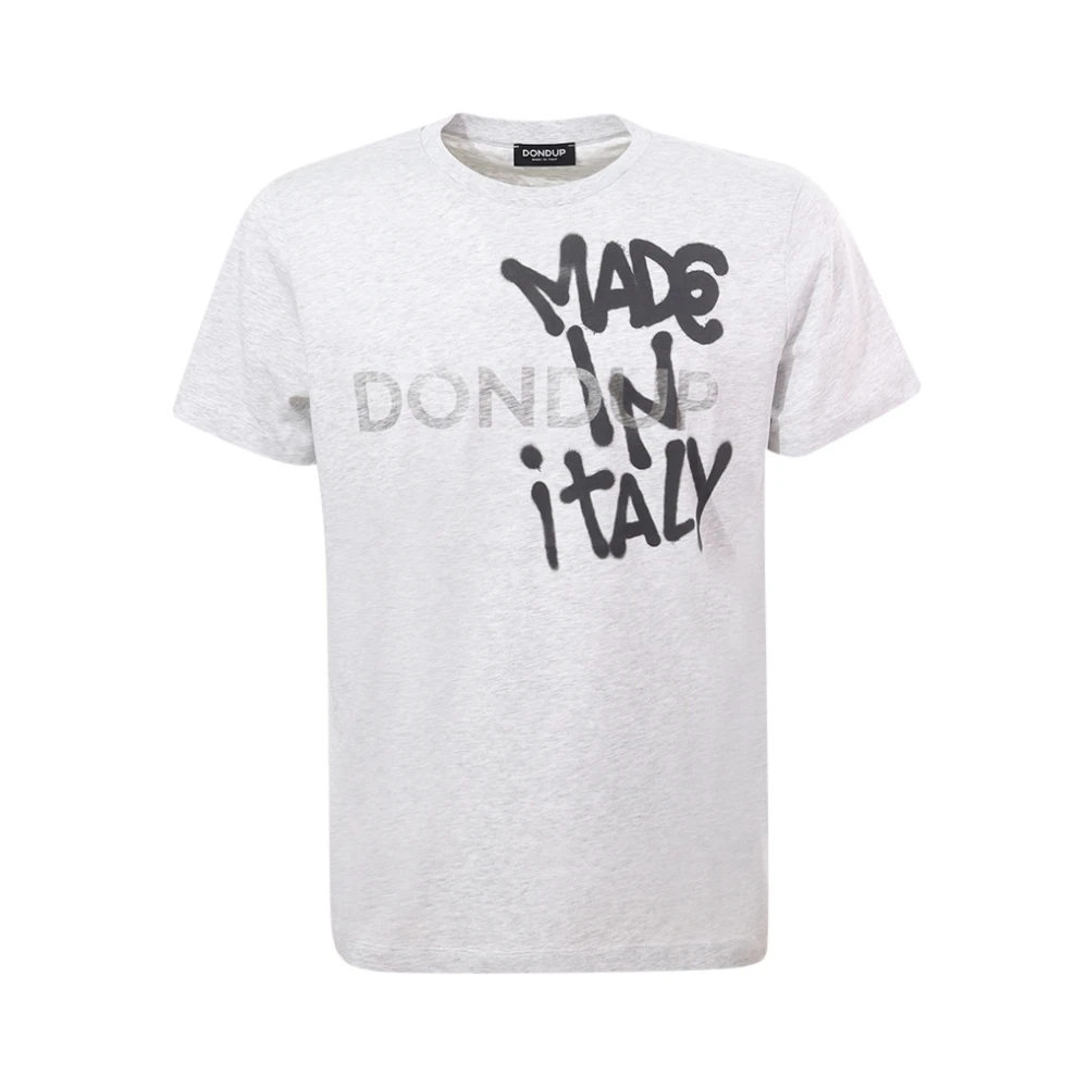 Dondup Grijze Crew-neck T-shirt met Contrasterend Logo White Heren