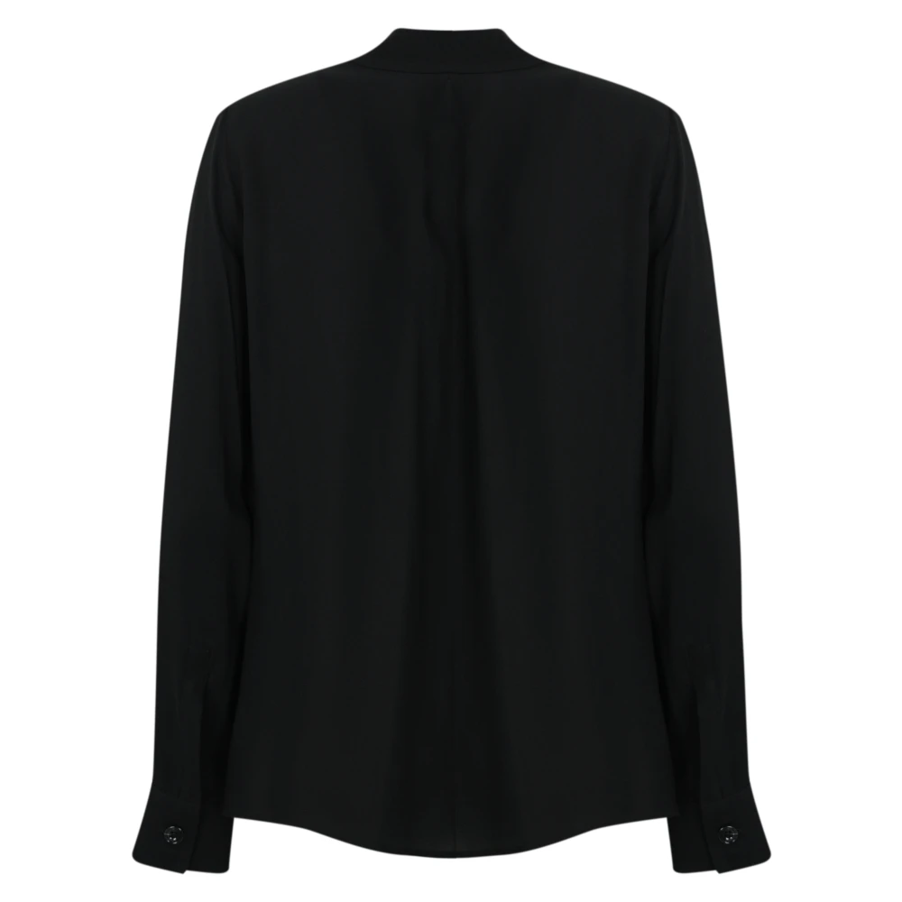 Elisabetta Franchi Zwarte Viscose Georgette Shirt Lange Mouw Knoopsluiting Black Dames