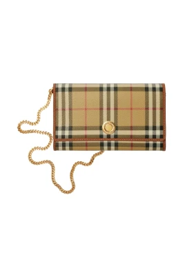 Beige Kedja Rem Klaff Plånbok