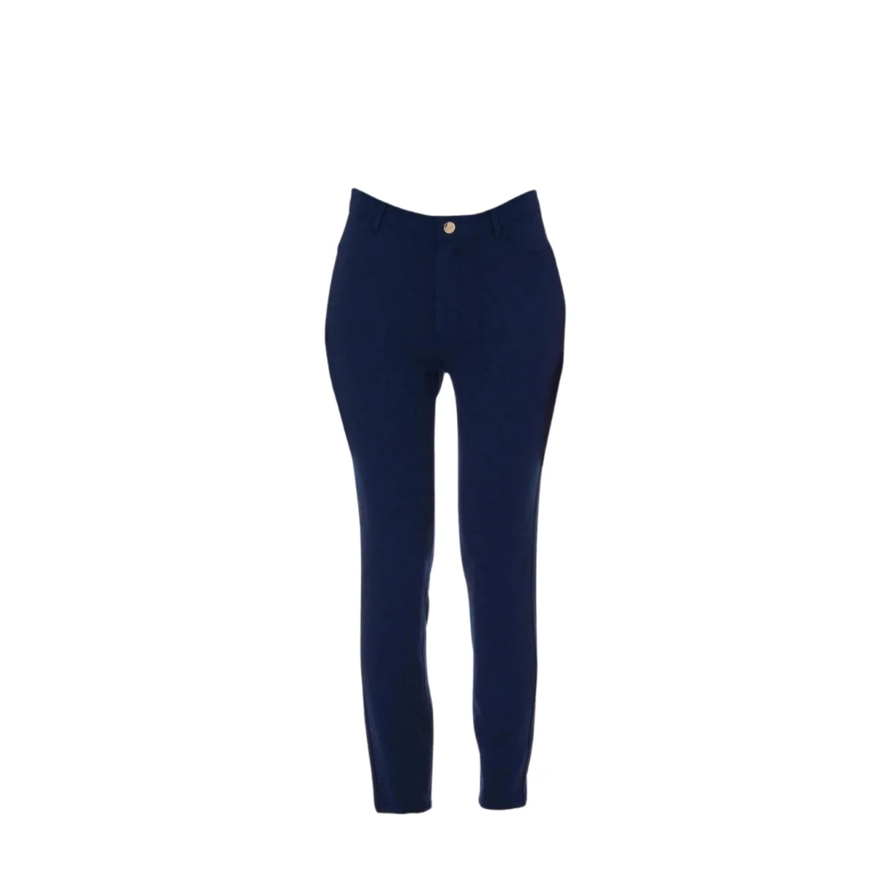 Liu Jo Donna Blu Pantaloni Slim Fit A Vita Alta