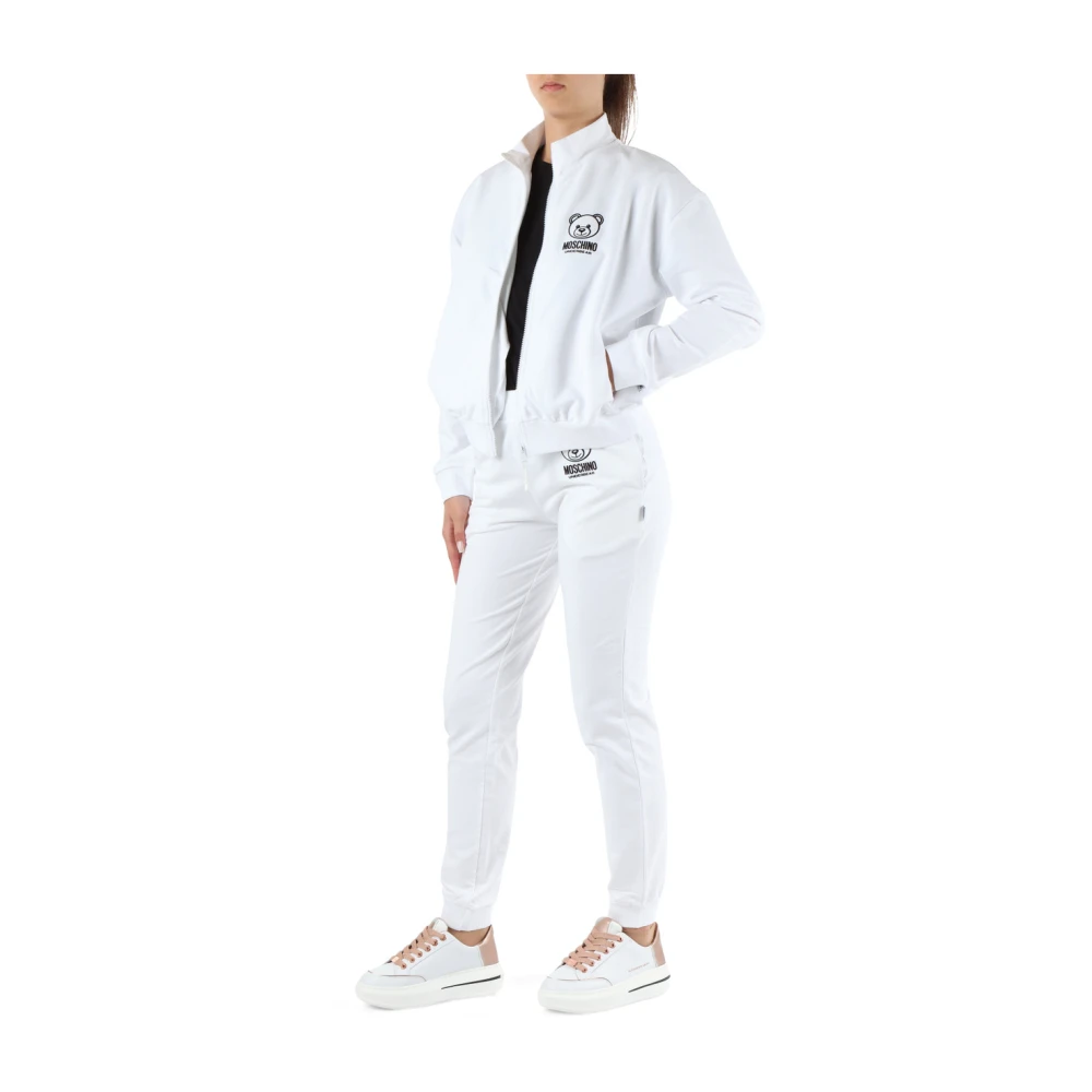 Moschino Oversized Sweatshirt met rits in stretchkatoen White Dames