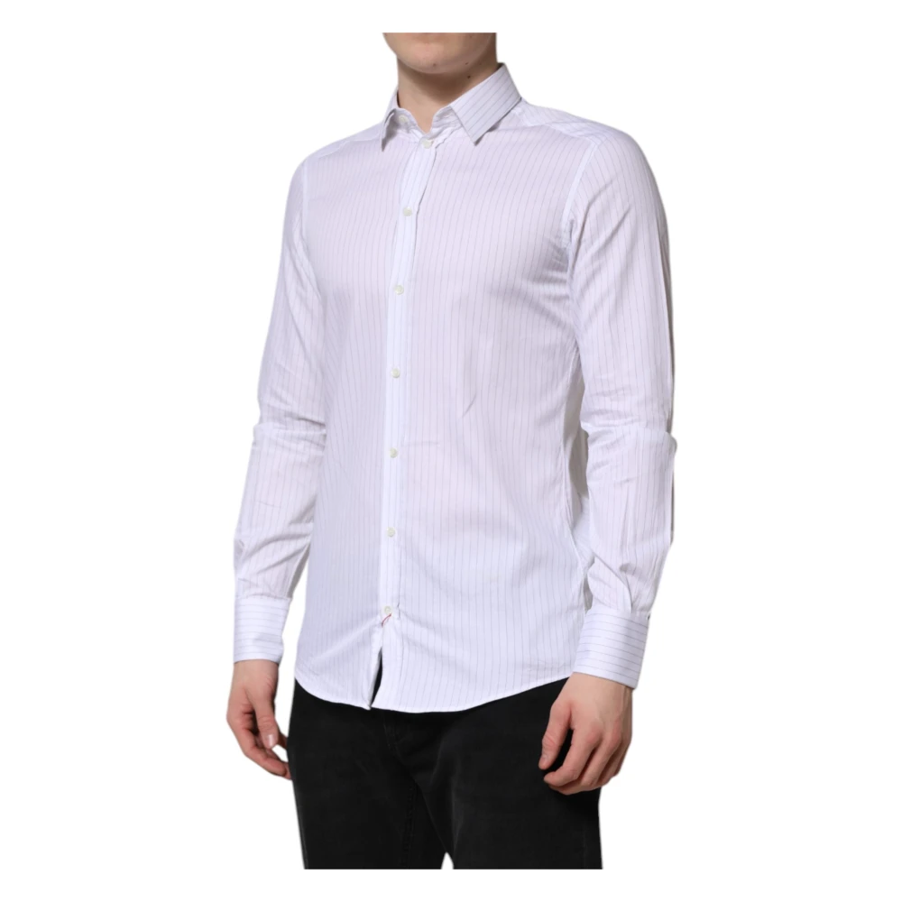 Dolce & Gabbana White Stripes Cotton Formal Shirt - Male - Formal Shirts - White - S - Shirts - Image 2