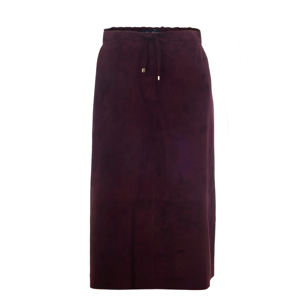 Max Mara Studio Kvinno Röd Kjolar Dam, Xs, Mocka, Mocka Midi-Kjol