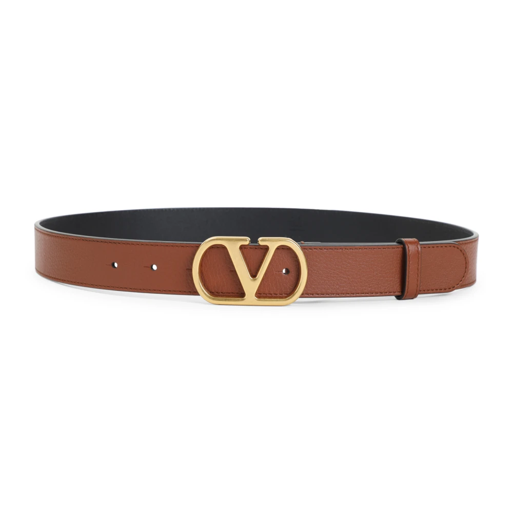 Valentino Garavani Donna Marrone - Cintura In Pelle Con Fibbia Vlogo - Accessories - 75 Cm