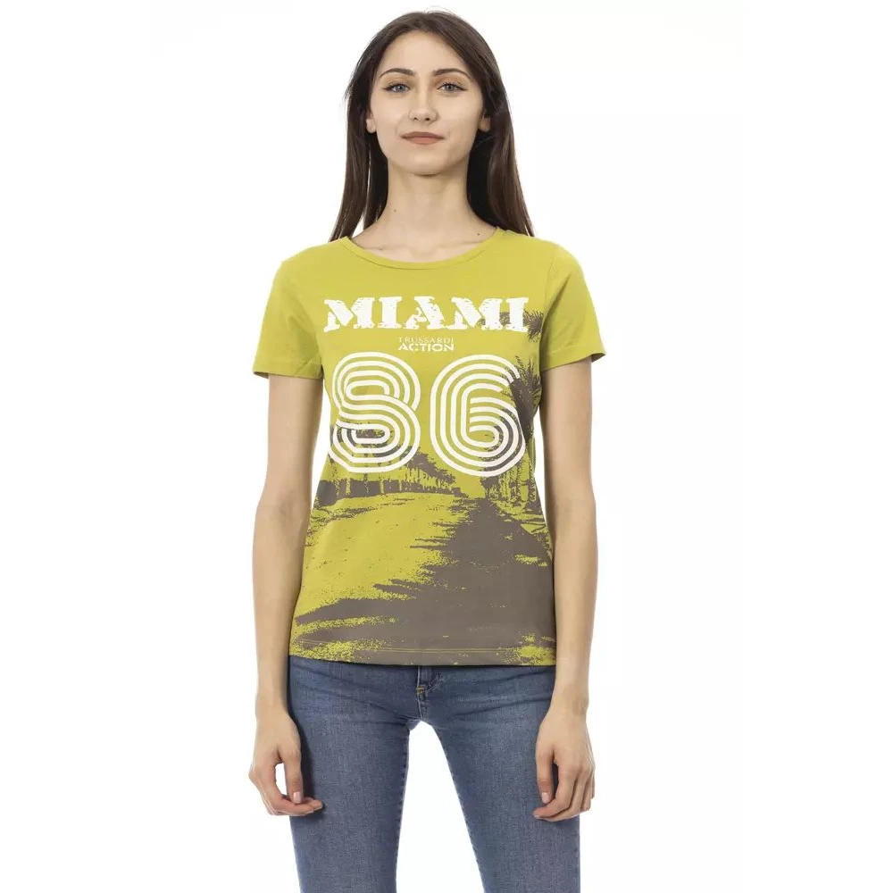 Trussardi Damen Grün Stilvolles Es Kurzarm-T-Shirt Mit Frontprint