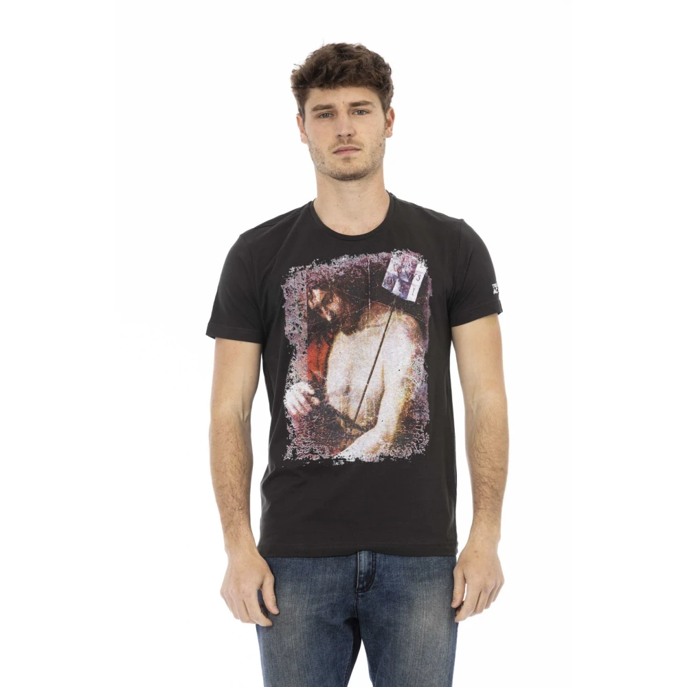 Trussardi Hombre Negro - Camiseta Casual Cuello Redondo Manga Corta - Tops - 2XL - Camiseta Casual Cuello Redondo Manga Corta
