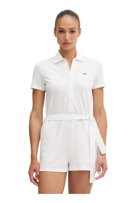 Playsuit med pikétröjekrage i stretchpiqué