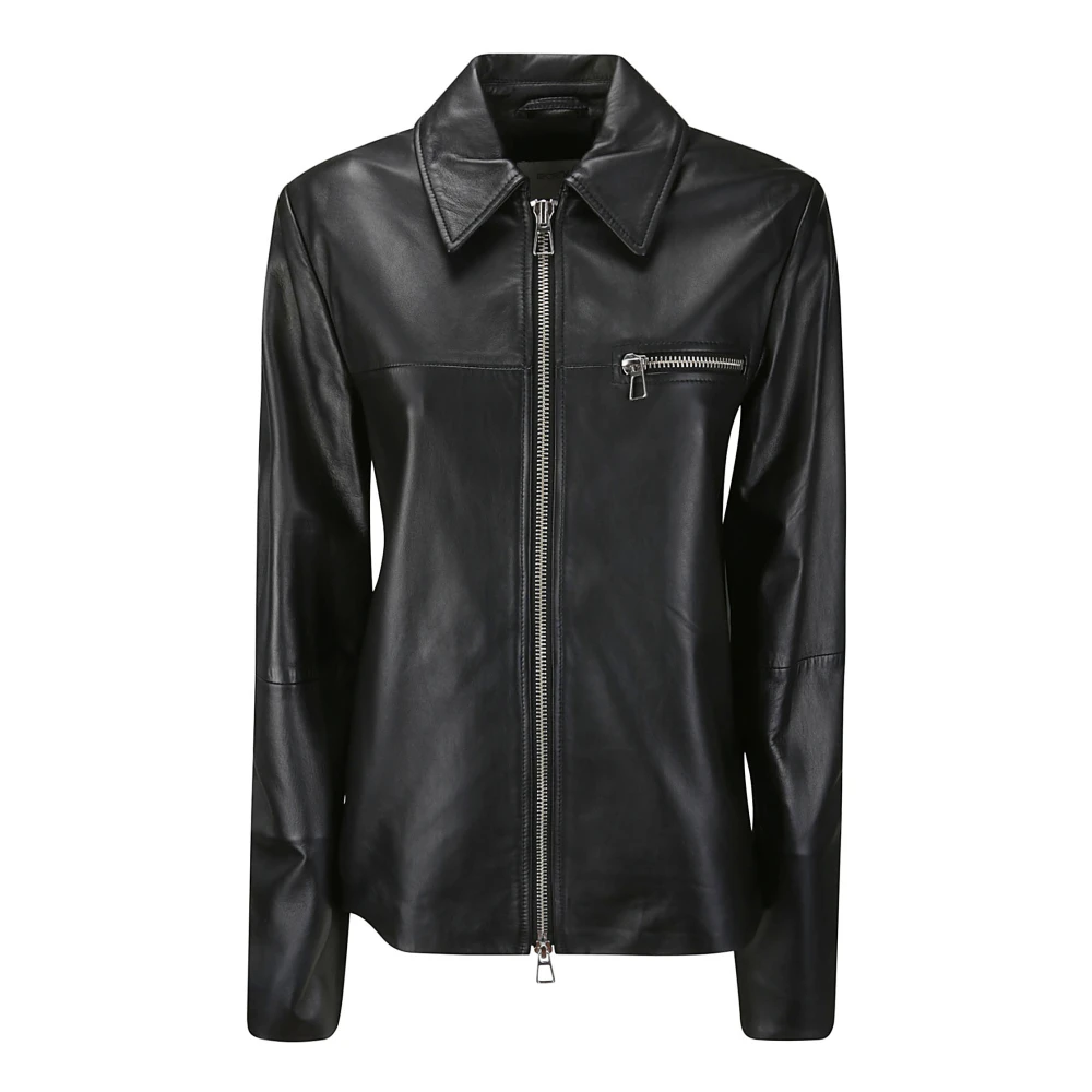 SPORTMAX Leather Jackets Black Dames