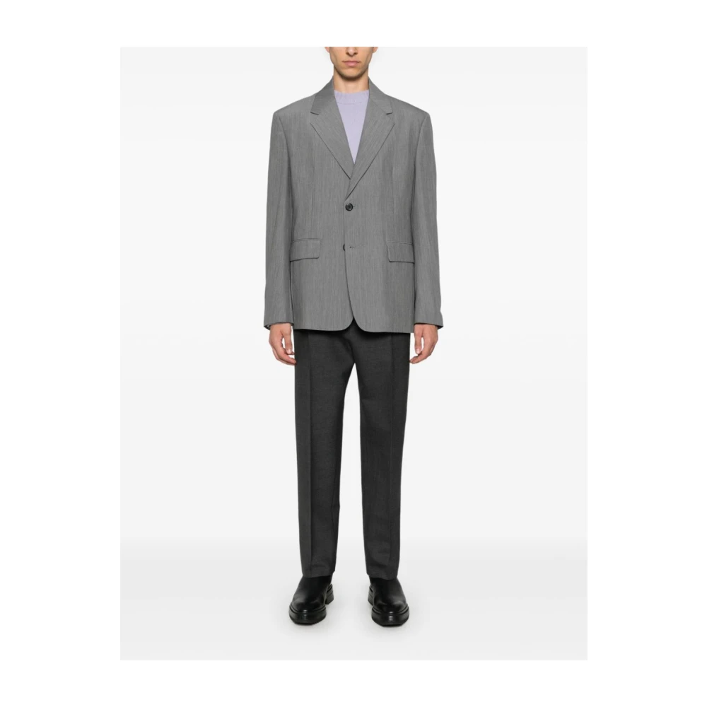 Lanvin Luxe Wol Tapered Broek Gray Heren