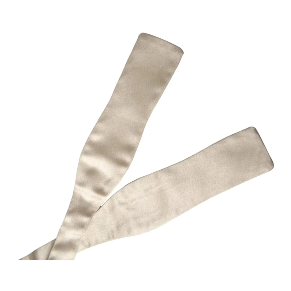 Dolce & Gabbana Beige Zijden Vlinderdas Verstelbare Lengte Beige Heren