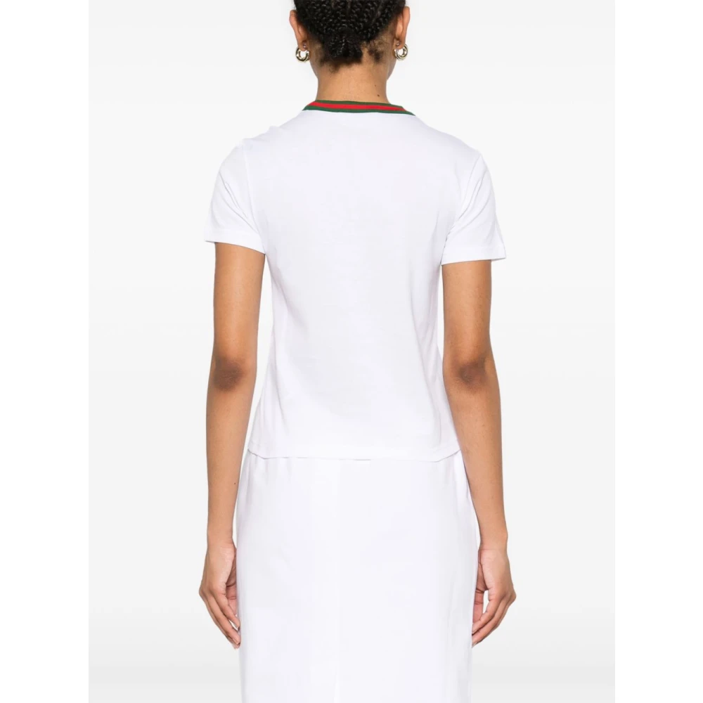 Gucci Witte Geborduurde Logo T-shirts en Polos White Dames