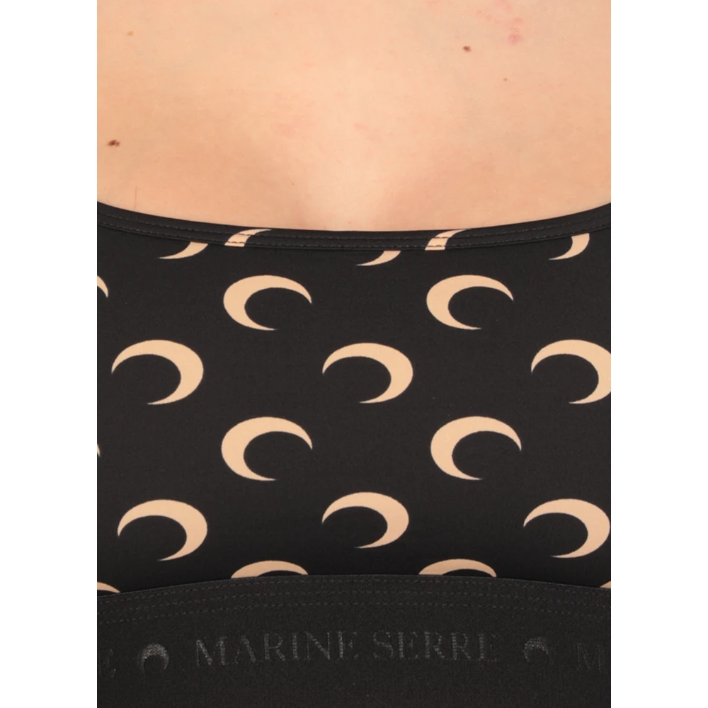 Marine Serre Zwarte Mouwloze Top met Maanlogo Black Dames