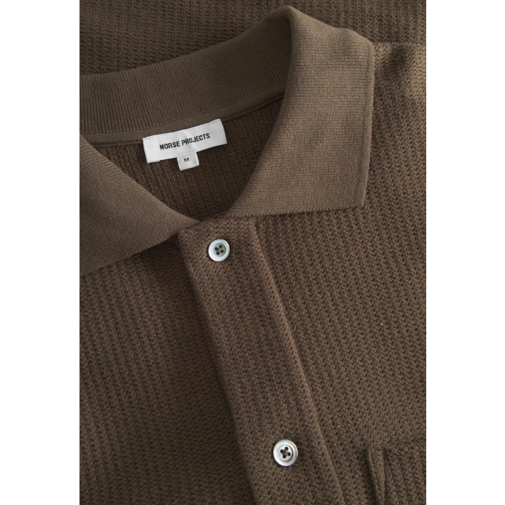 Norse Projects Gustav Crochet Jersey Shirt Kastanje Brown Heren