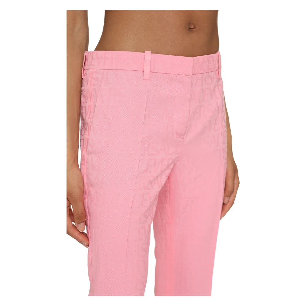 Versace Wollen broek met uitlopende zoom Pink Dames