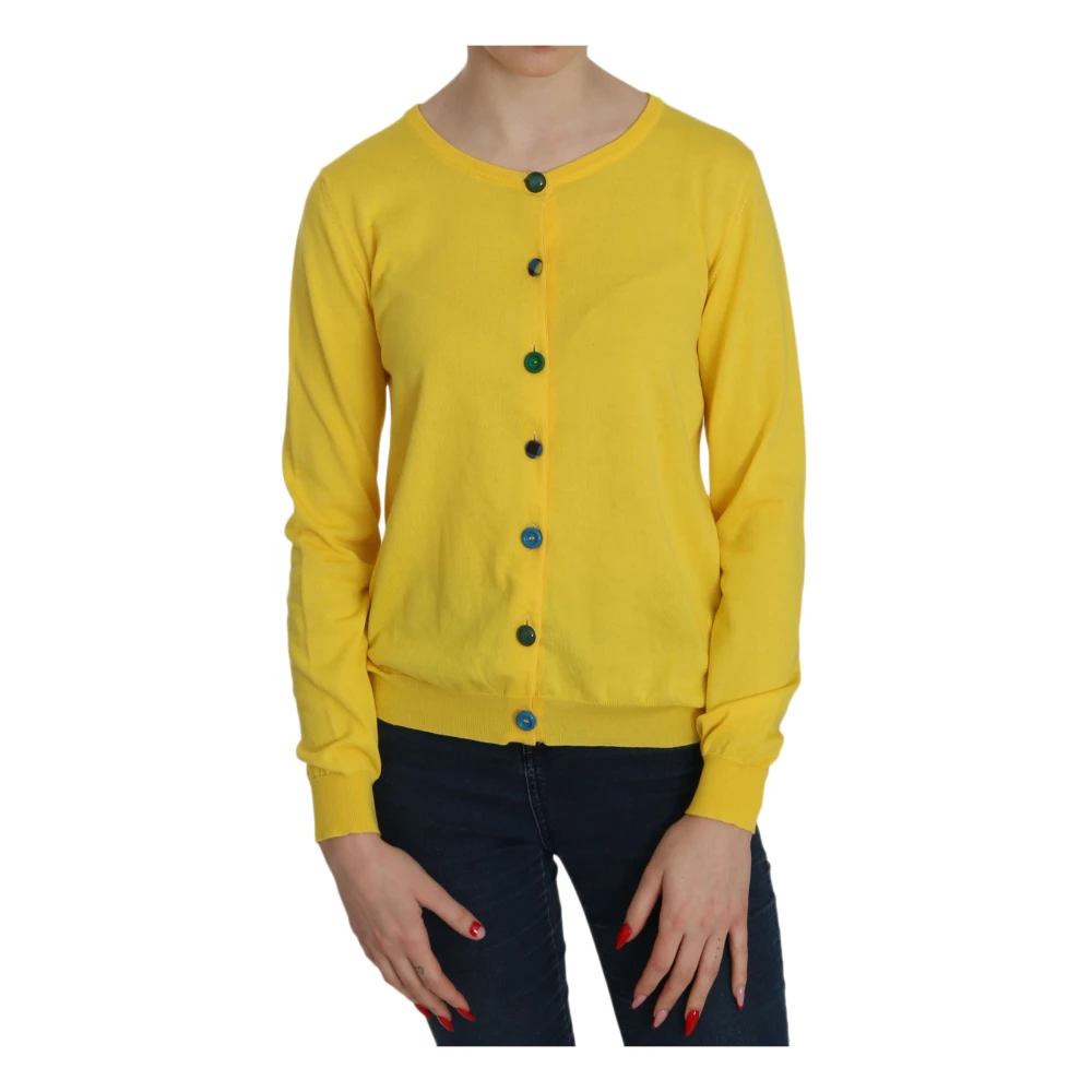 Jucca Gele Katoenen Knopen Sweater Yellow Dames