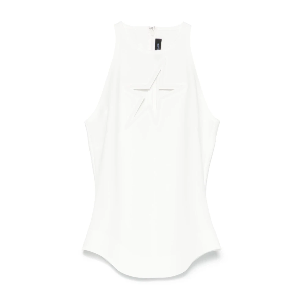 Mugler Ärmlös Cut-Out Crew Neck Klänning White, Dam