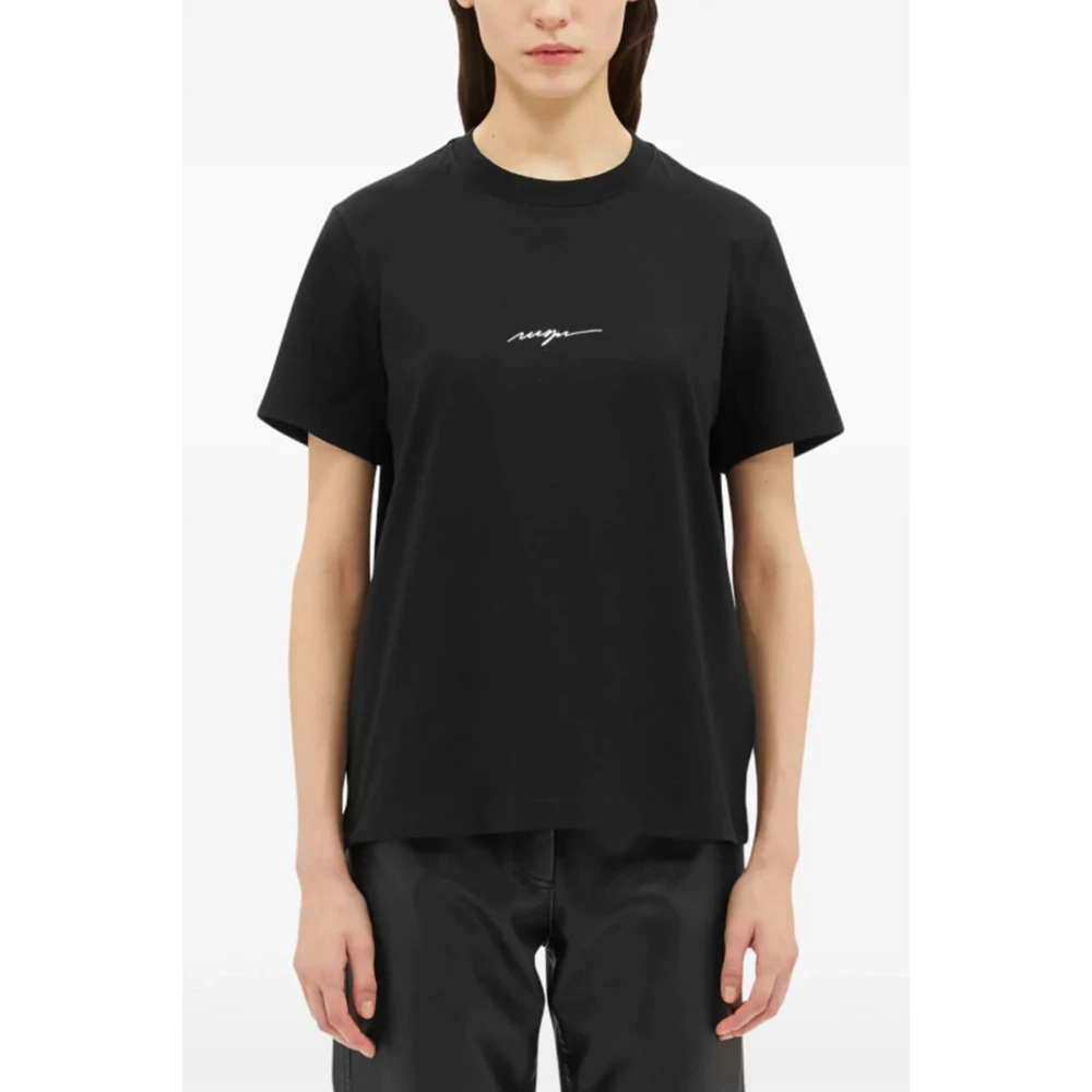Msgm Zwart Katoen Logo Print Ronde Hals T-shirt Black Dames