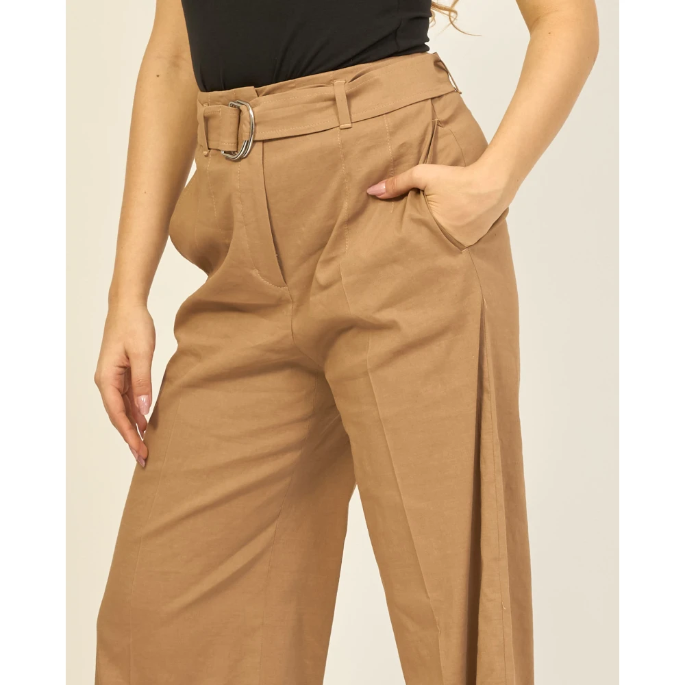 Boss Beige Relaxte Pasvorm Hoge Taille Broek Beige Dames