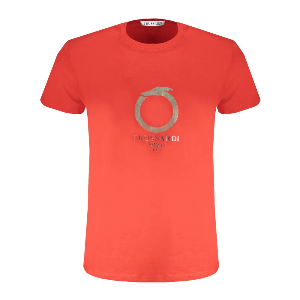 Trussardi Rode Heren T-shirt Korte Mouwen Logo Print Red Heren