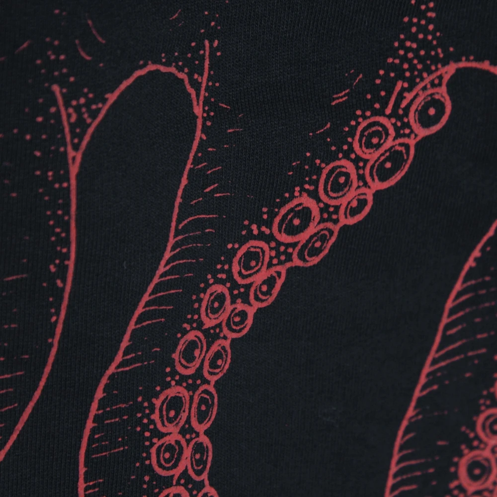Octopus Zwarte Sweatpants Elastische Taille Print Black Heren