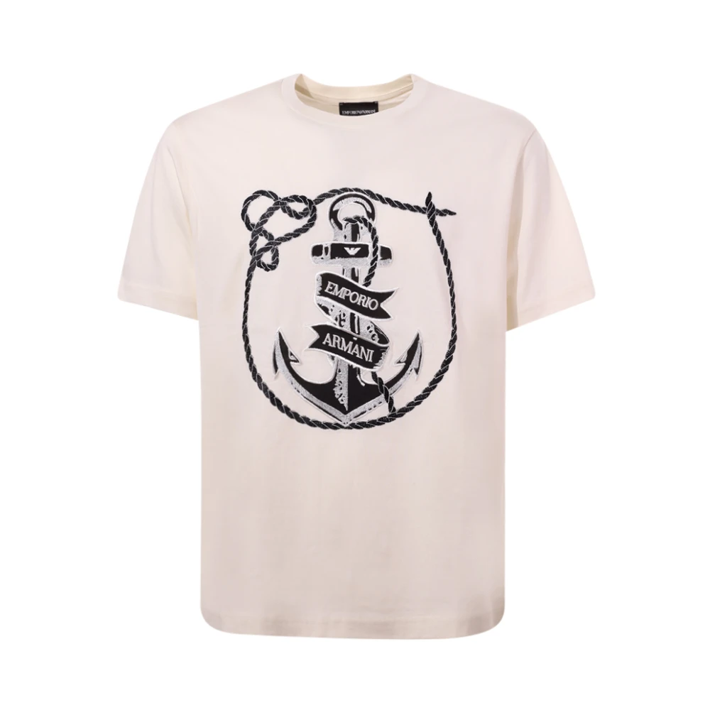 Emporio Armani Wit T-shirt met borstprint White Heren