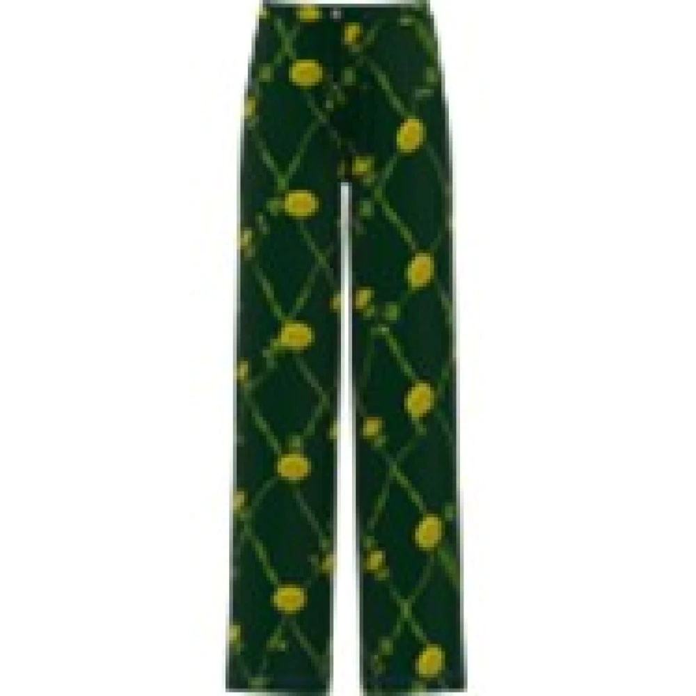 Burberry Zijden Pyjamabroek met Paardenbloemprint Green Dames