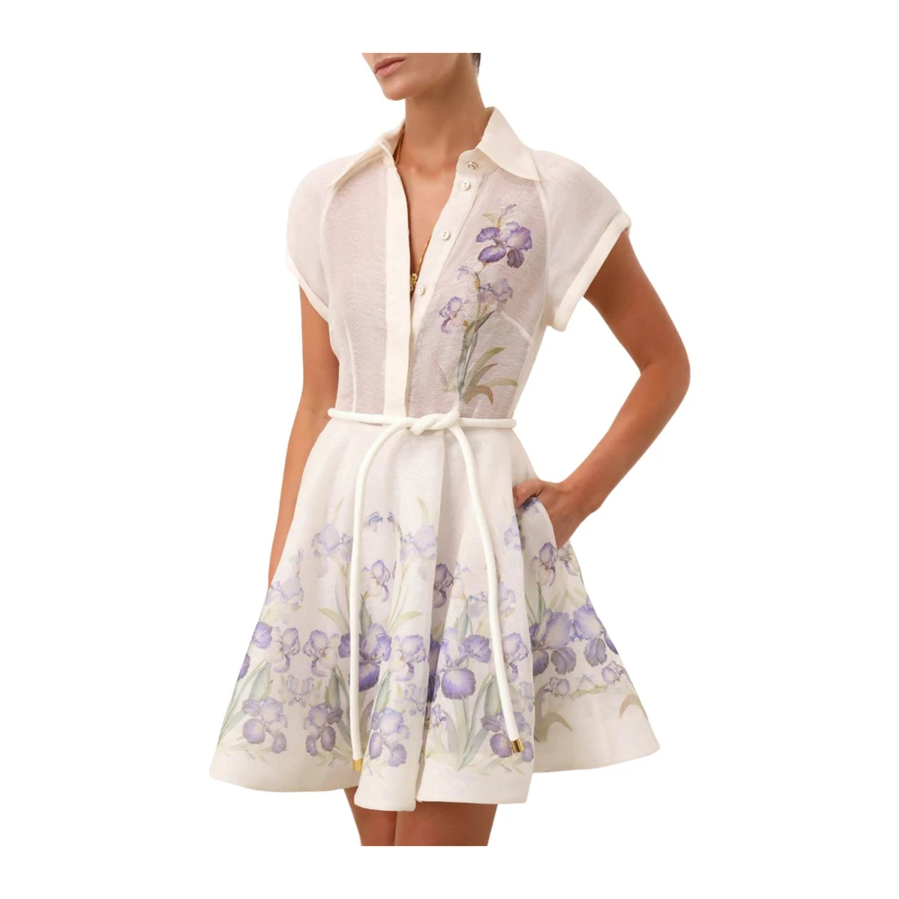 Zimmermann Blauwe Iris Flip Jurk White Dames