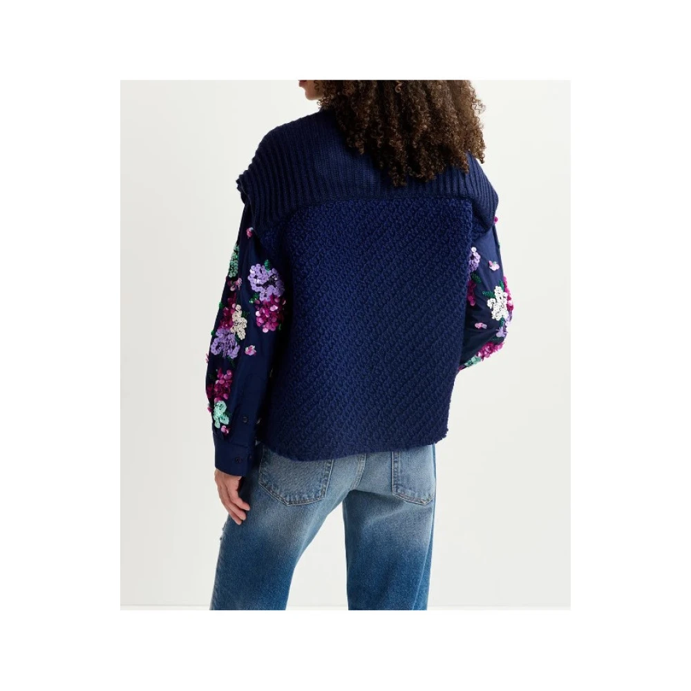 Essentiel Antwerp Geologische Mouwloze Wollen Blend Vest Blue Dames