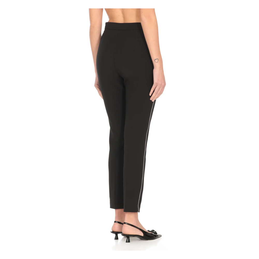 Elisabetta Franchi Zwarte Crêpe Broek met Logodetails Black Dames
