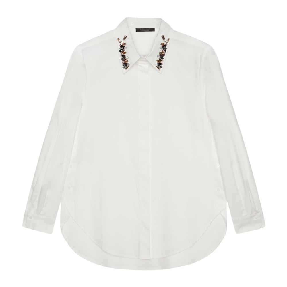 Elena Mirò Overhemdblouse met afneembare geborduurde kraag White Dames