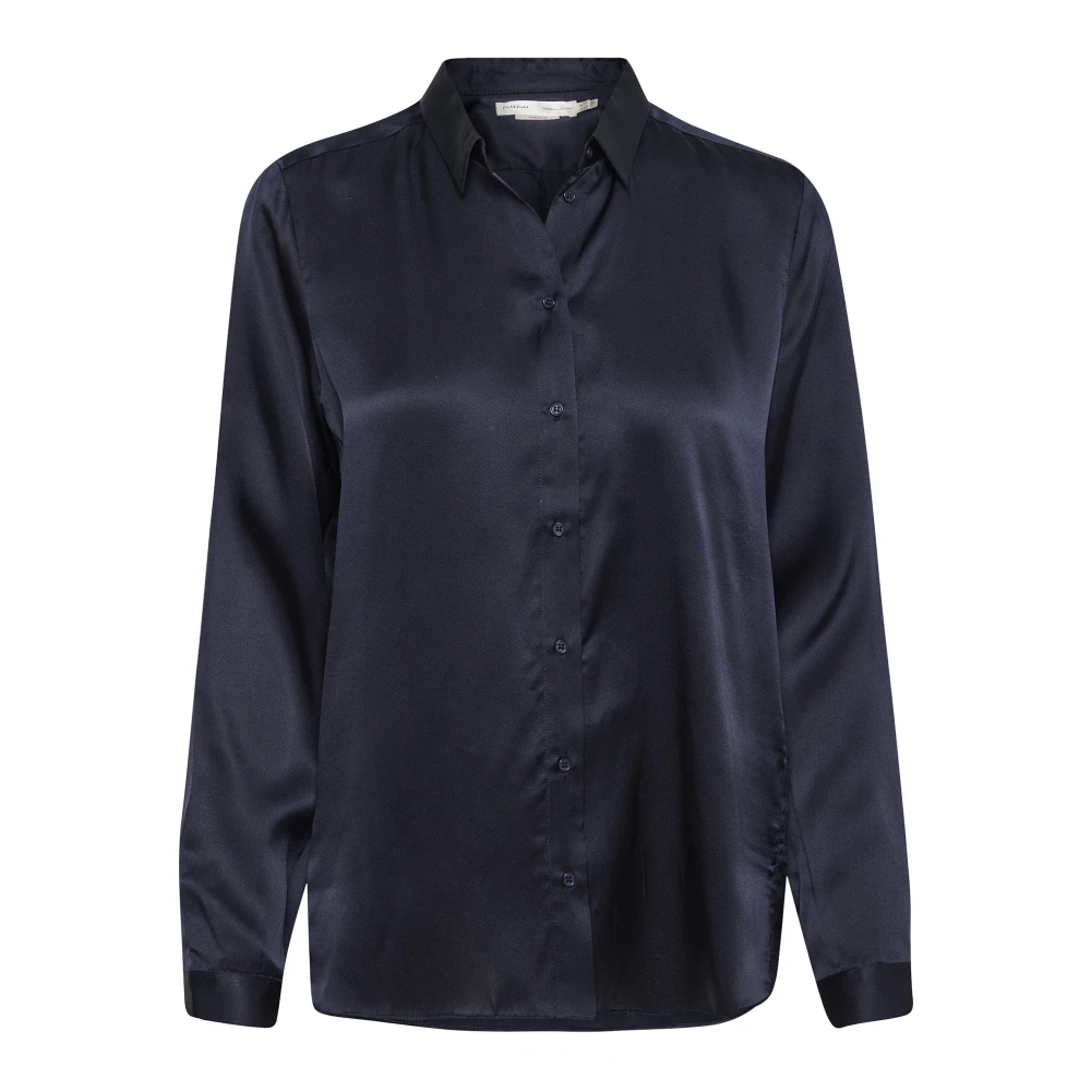 Inwear Blue Elegant Silk Shirt Marine - Female - Shirts - Xs - Blouses & Shirts