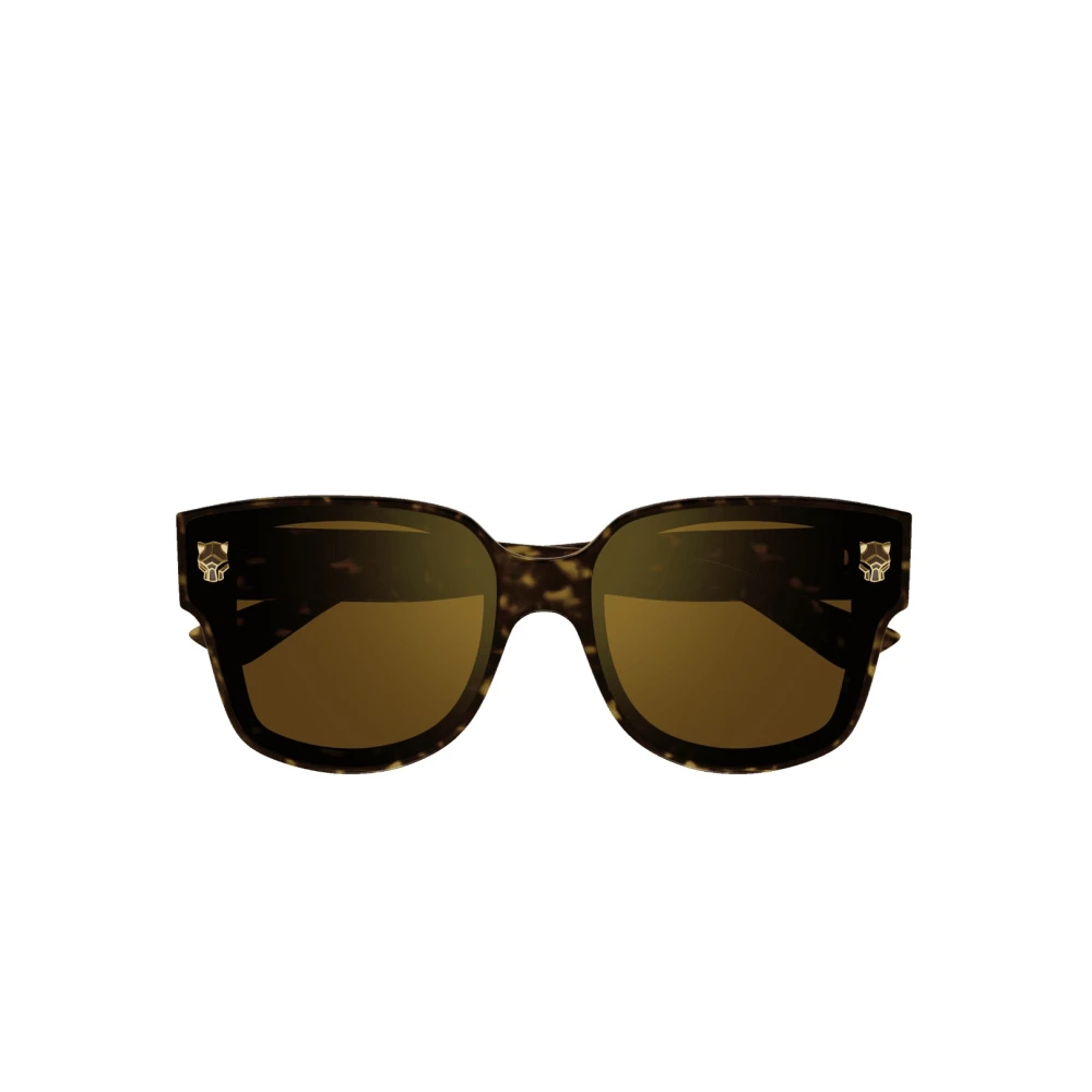 Cartier Brun Sköldpadda Fyrkantiga Solglasögon med Guld Spegel Effekt Brown, Dam