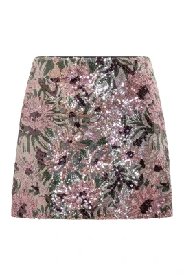 Floral Sequin Mini Skirt